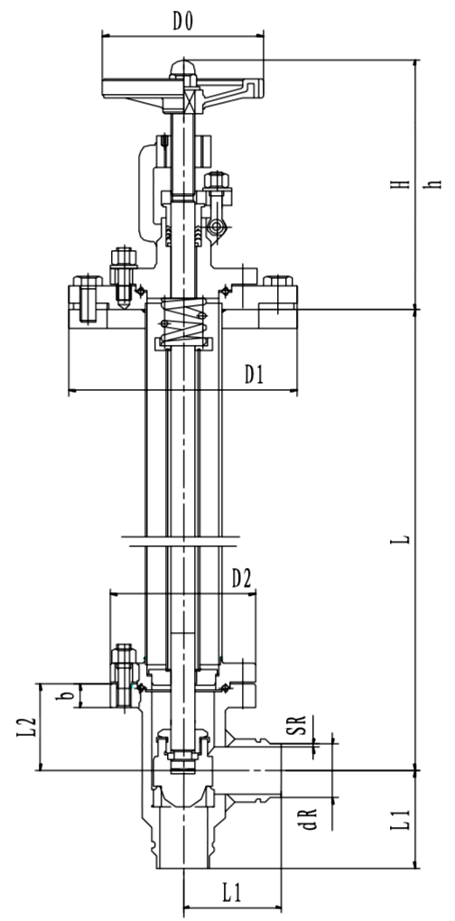 F151DB50低温长轴角式节流阀